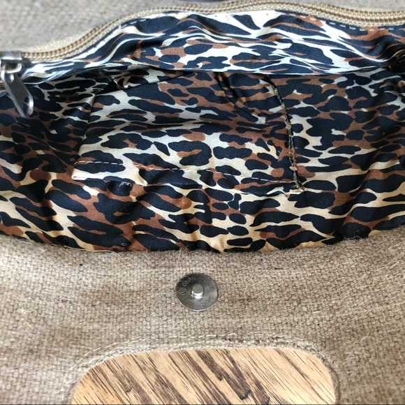 Jute Woven Animal Print Clutch - Picture 3 of 6